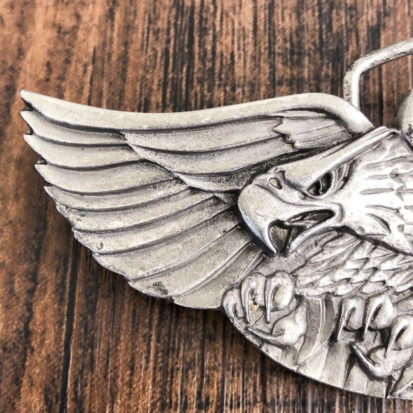 VTG Flying Eagle Belt Buckle Western Cowboy USA Made 1980 Indiana Metal Crafts