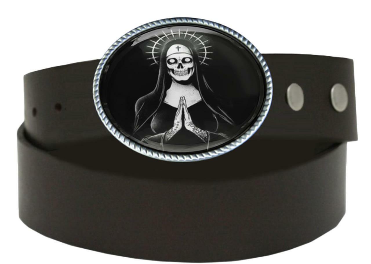 Santa Muerte Day of the Dead Sugar Skull Handmade Belt Buckle