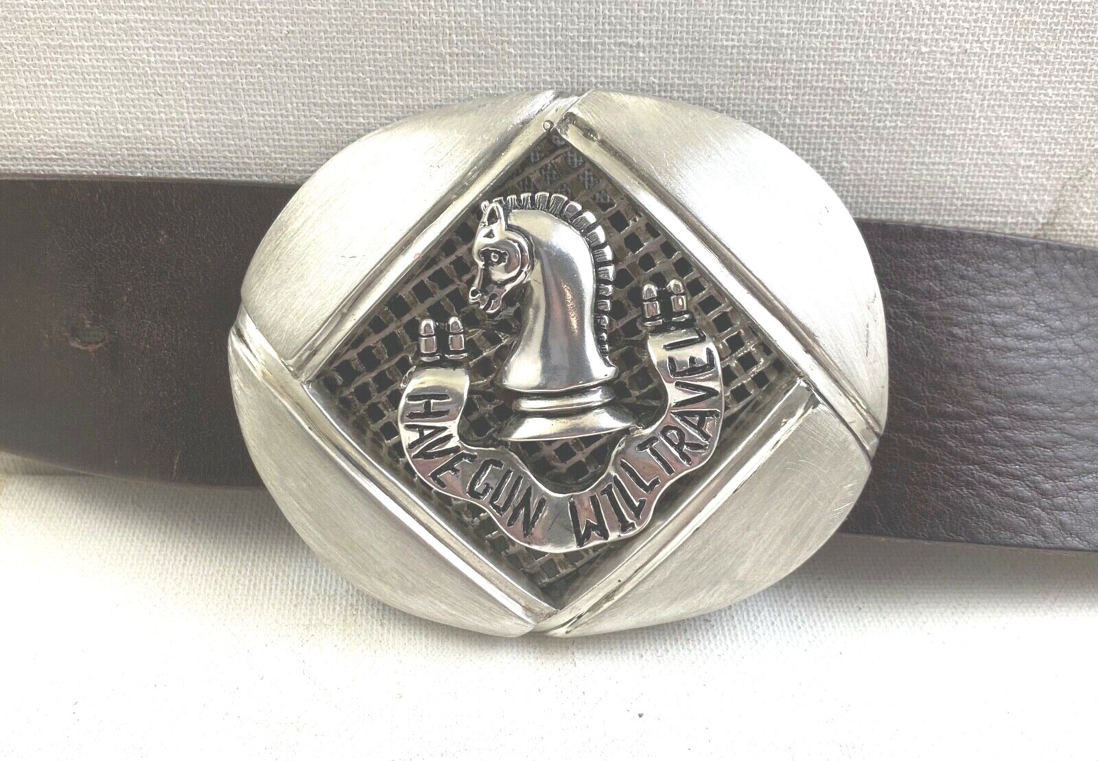 Artisan made Paladin Have Gun Will Travel sterling silver belt buckle Lge.