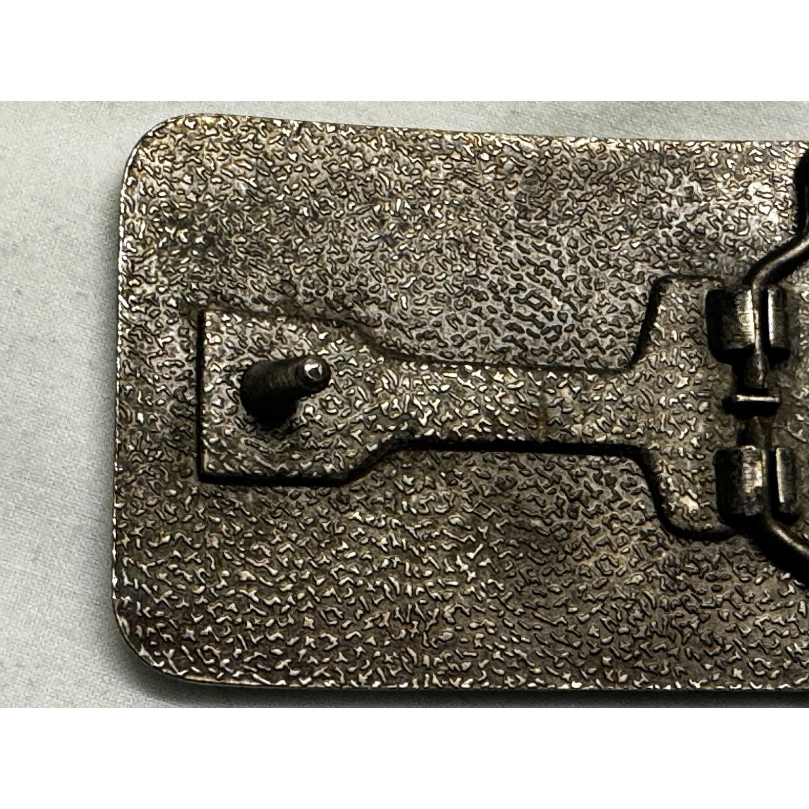 Textured Nugget Rectangle Belt Buckle Antiqued Silver Tone Western Style