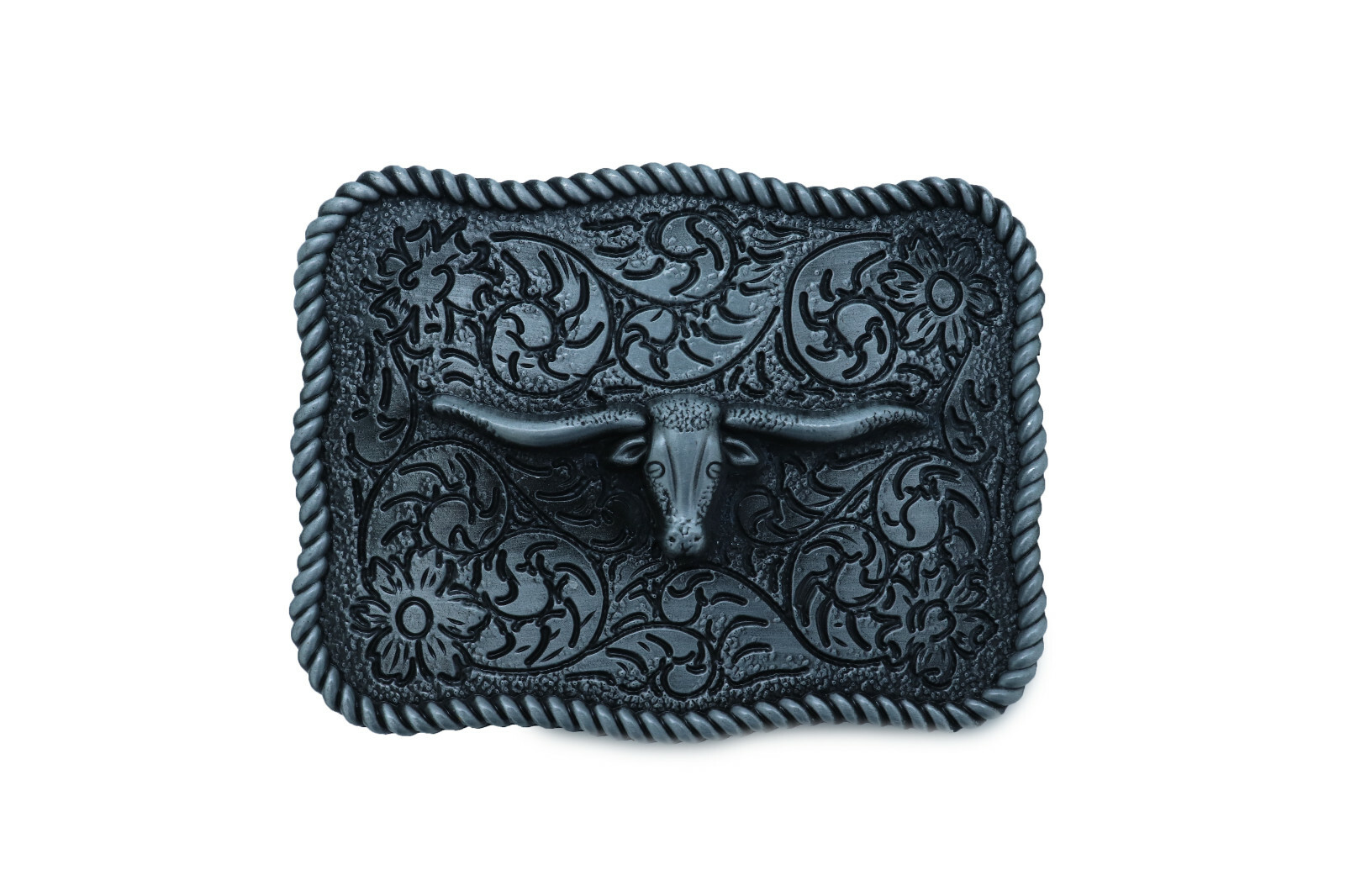 Men Day Wear Buckle Silver Metal Bull Square Western Fashion Texas Long Horn Cow