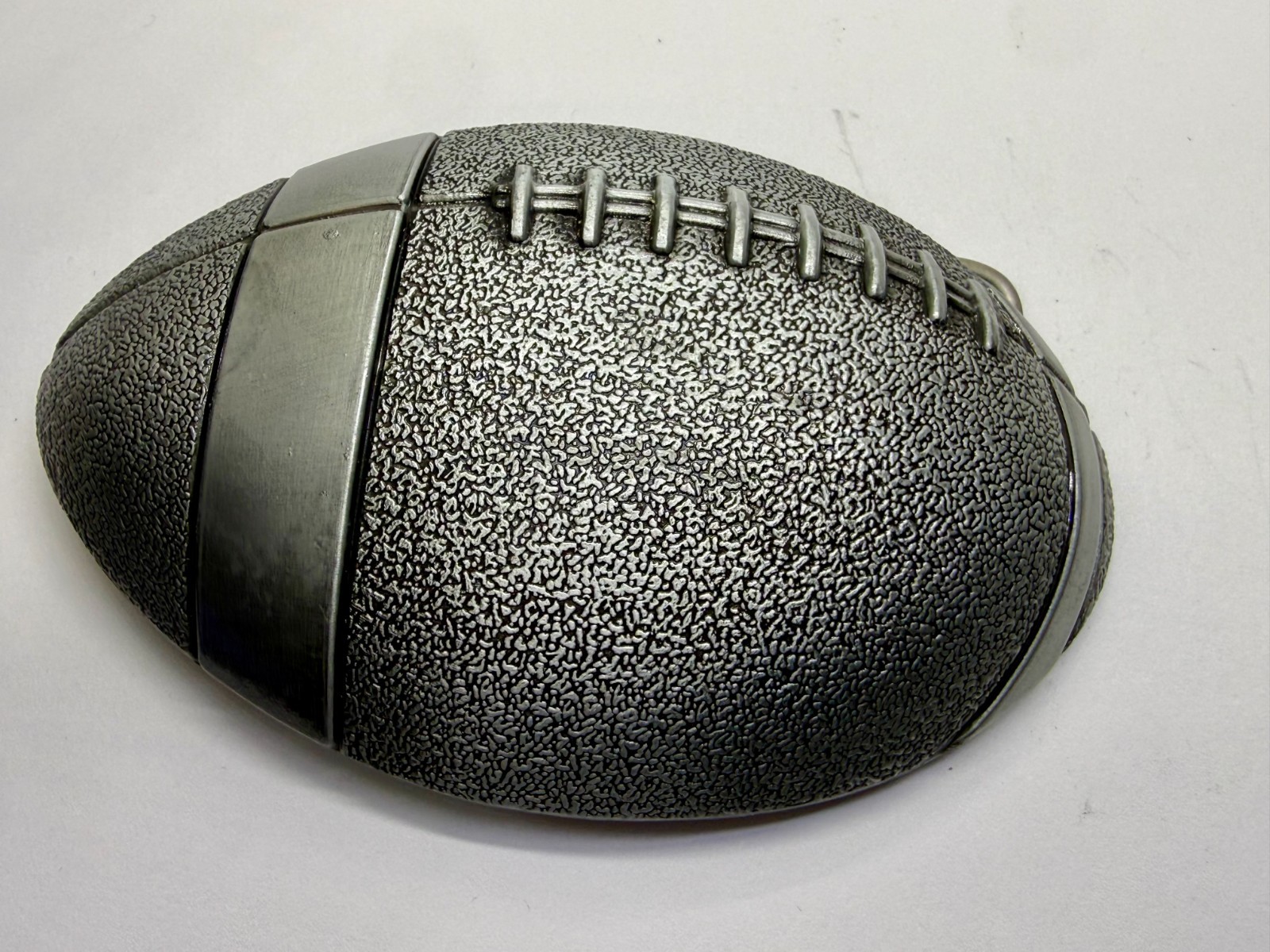 American Football Sports Textured Ball Cutout Silver Color Figural Belt Buckle