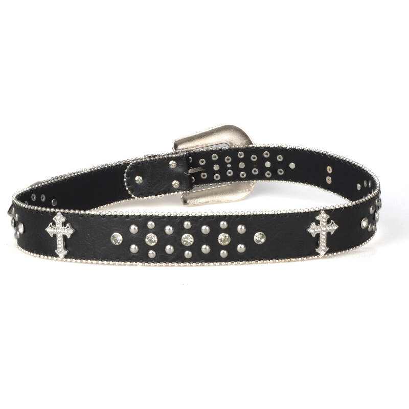 Western Rhinestone Belt Cowgirl Cowboy Crystal Studded Punk Belts for Men Women