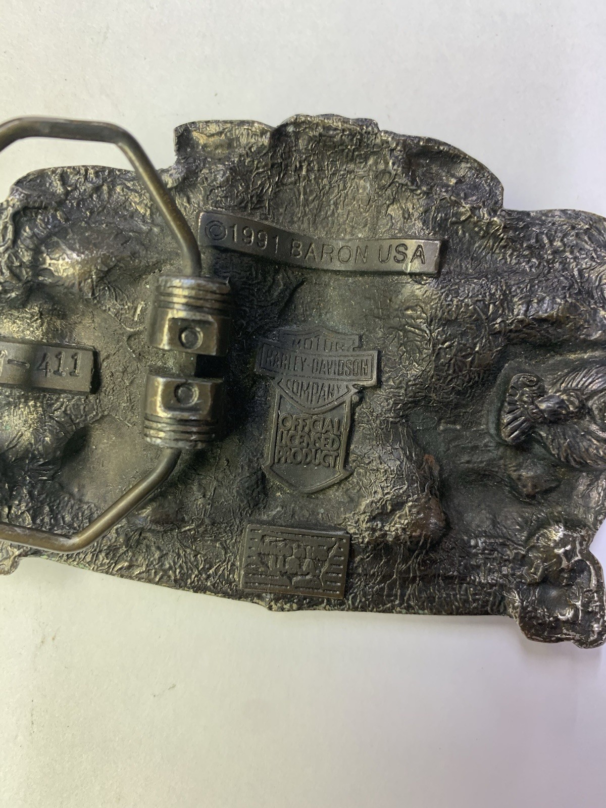 Vintage HARLEY DAVIDSON belt buckle H-411 1991 Baron USA Hog Toys Rare