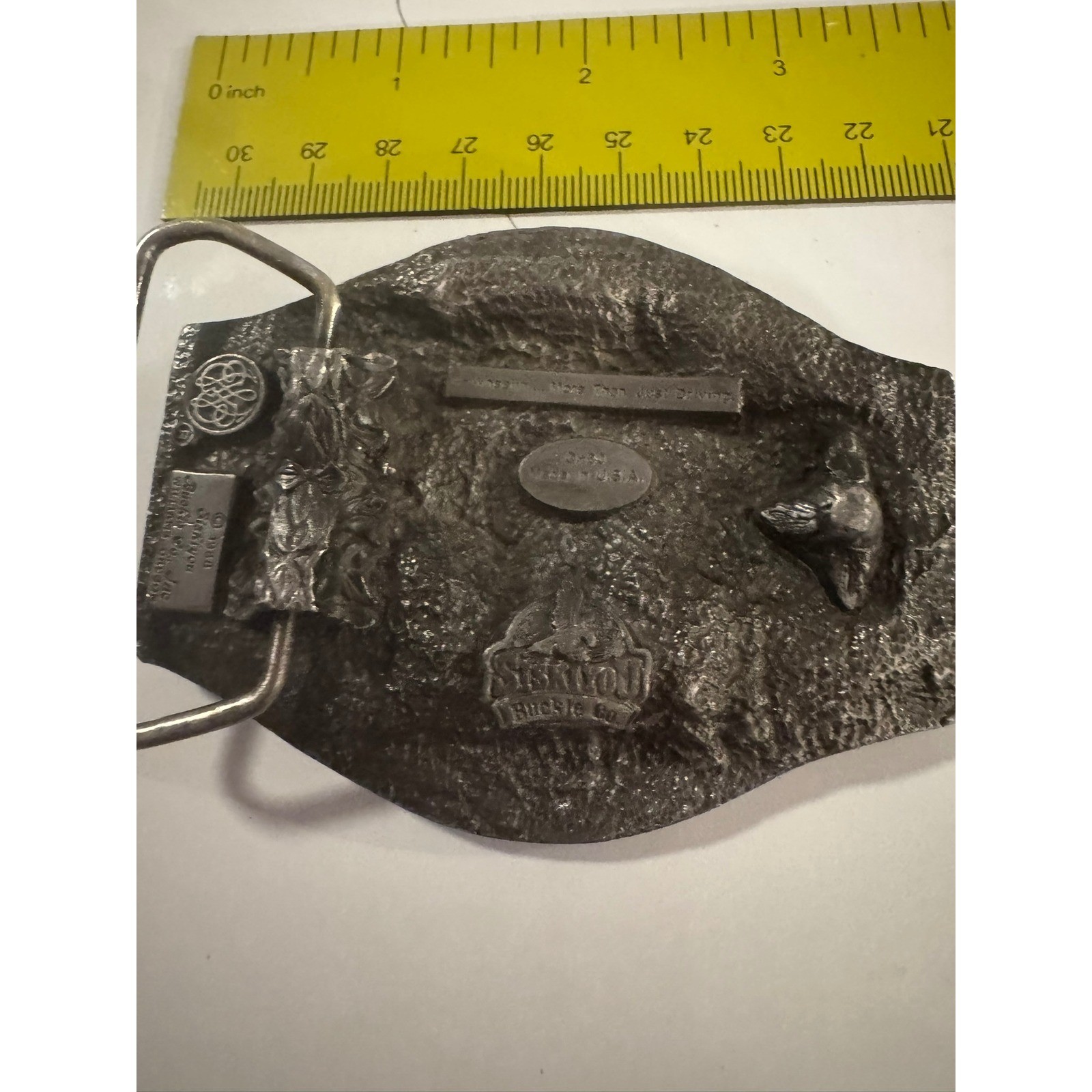 Vintage Monster Truck 4×4 Off Road SUV Belt Buckle Silver Tone 3D Relief 1988