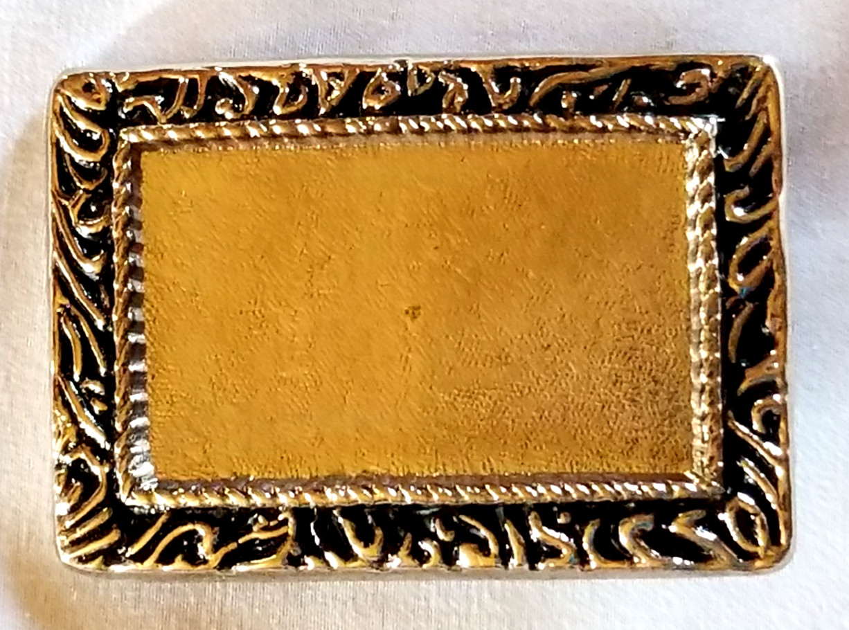 VTG Blank Belt Buckle Twisted Geometric Plate Art Deco Silver Tone Metal 1.75&Prime;