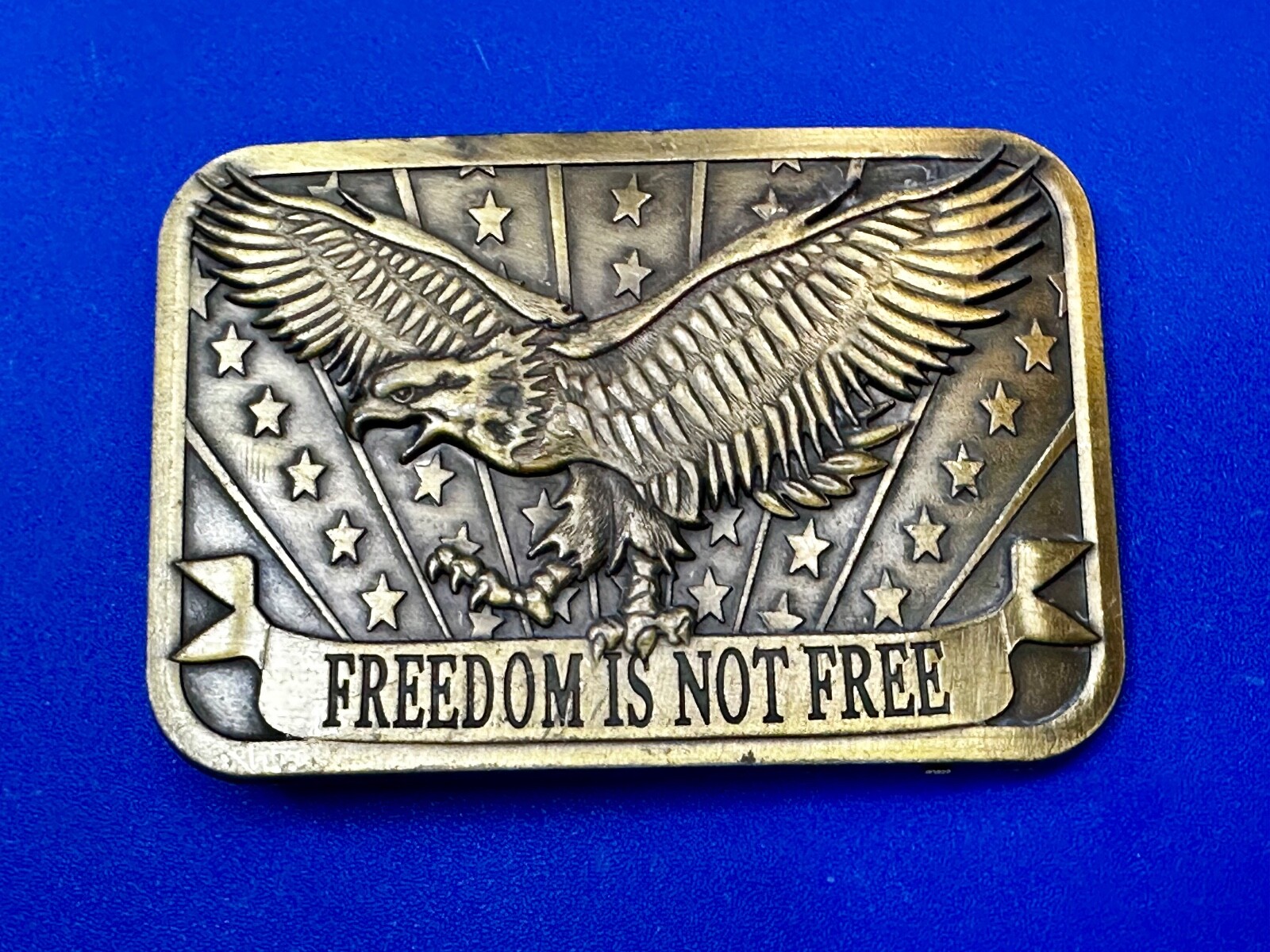 Freedom is Not Free Flying Eagle Stars Stripes Patriot 2014 Sponsor Belt Buckle