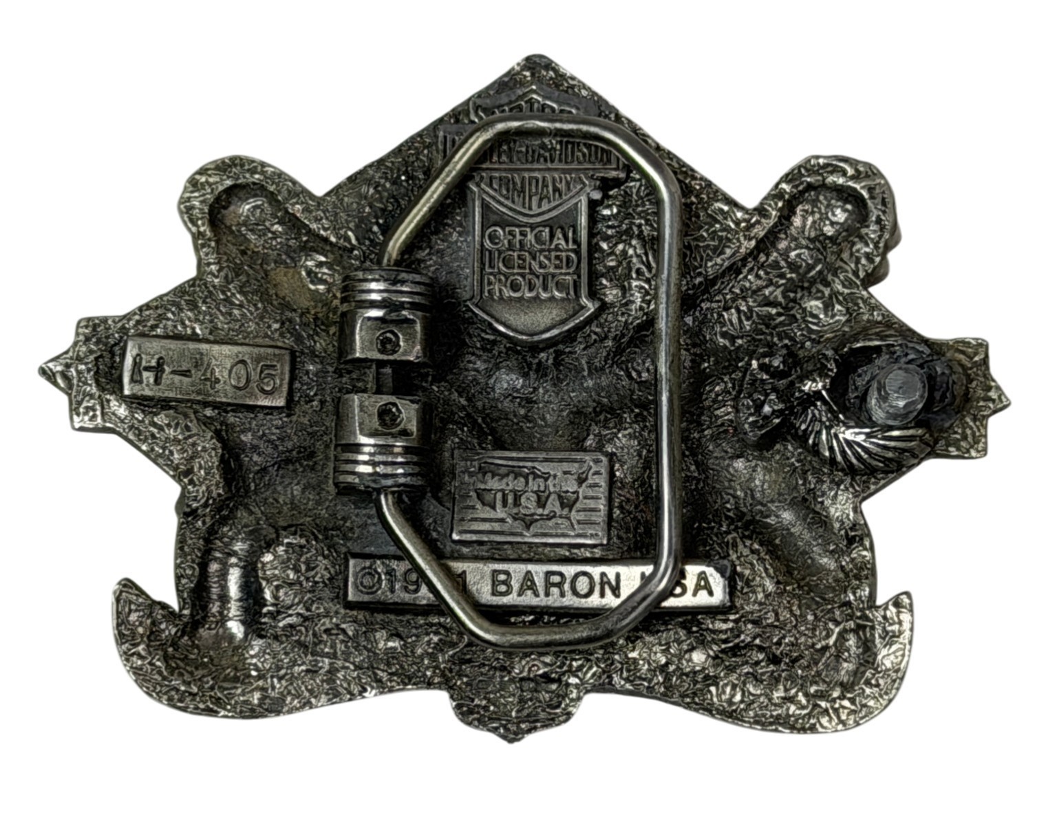 HARLEY DAVIDSON Belt Buckle H-405 1991 Baron USA Live Free Ride Free – AS IS