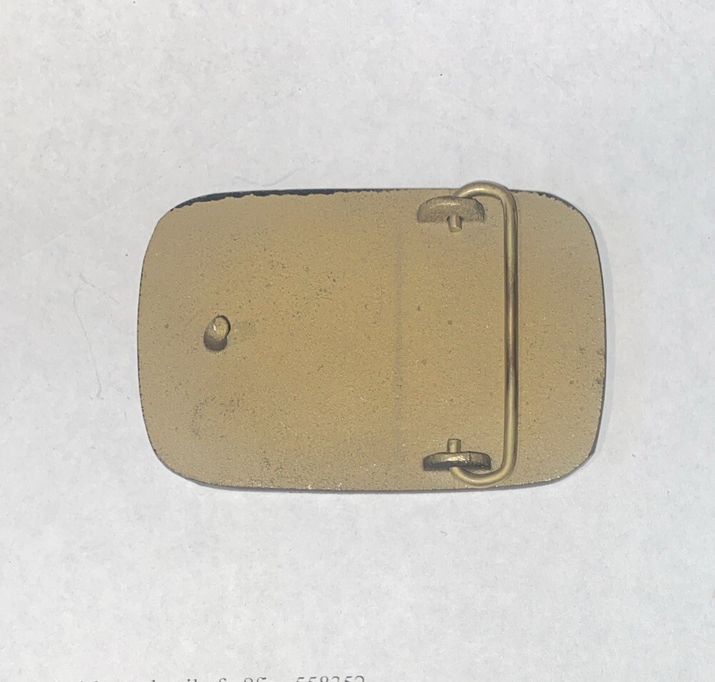 Vintage MTA Mine Technik America INC Brass Belt Buckle Mining Decals Stickers #1