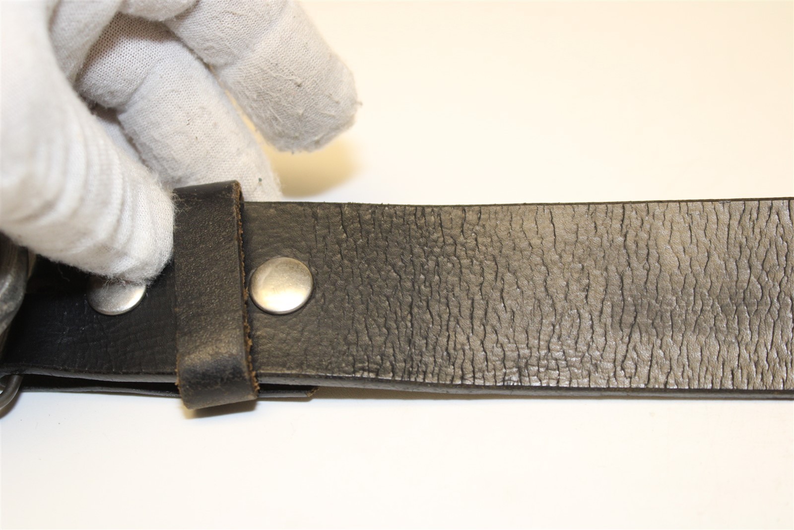 Bergamot Brass Works 1979 USA Made Motorcycle Belt Buckle 42-44 Leather Belt