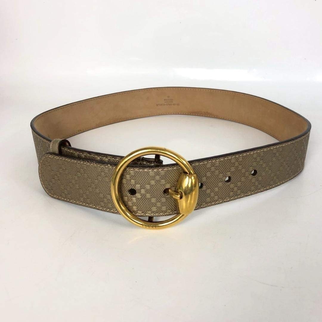 Gucci 270813 Diamante Horsebit Buckle Belt Beige