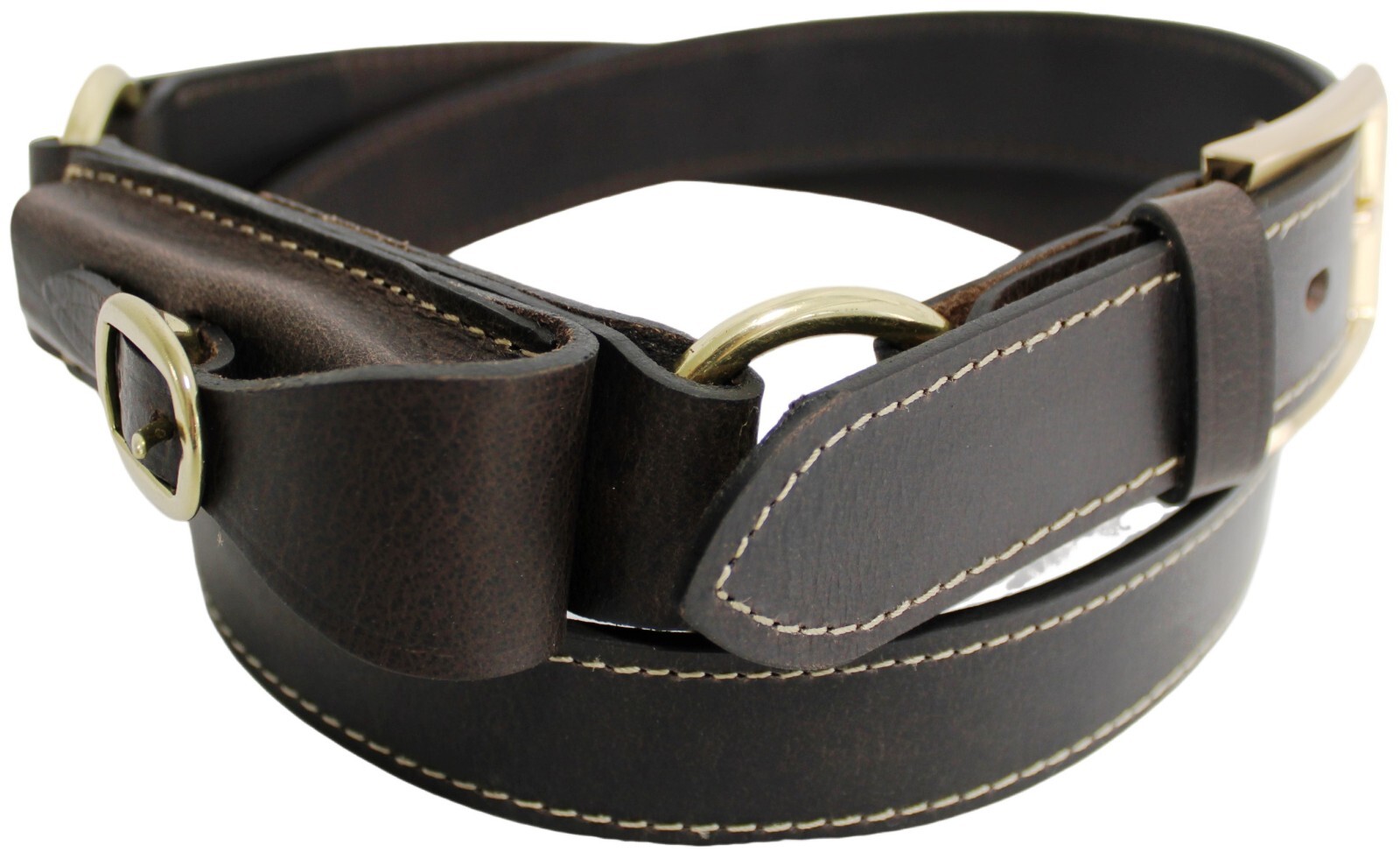 Double Ring with Pouch Leather Hobble Belt Chestnut NEW – All Sizes