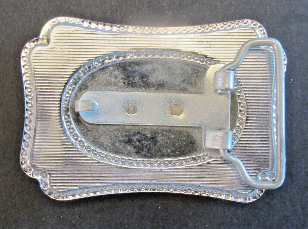 VTG Metal Wagon Belt Buckle Cowboy Western Silver Tone