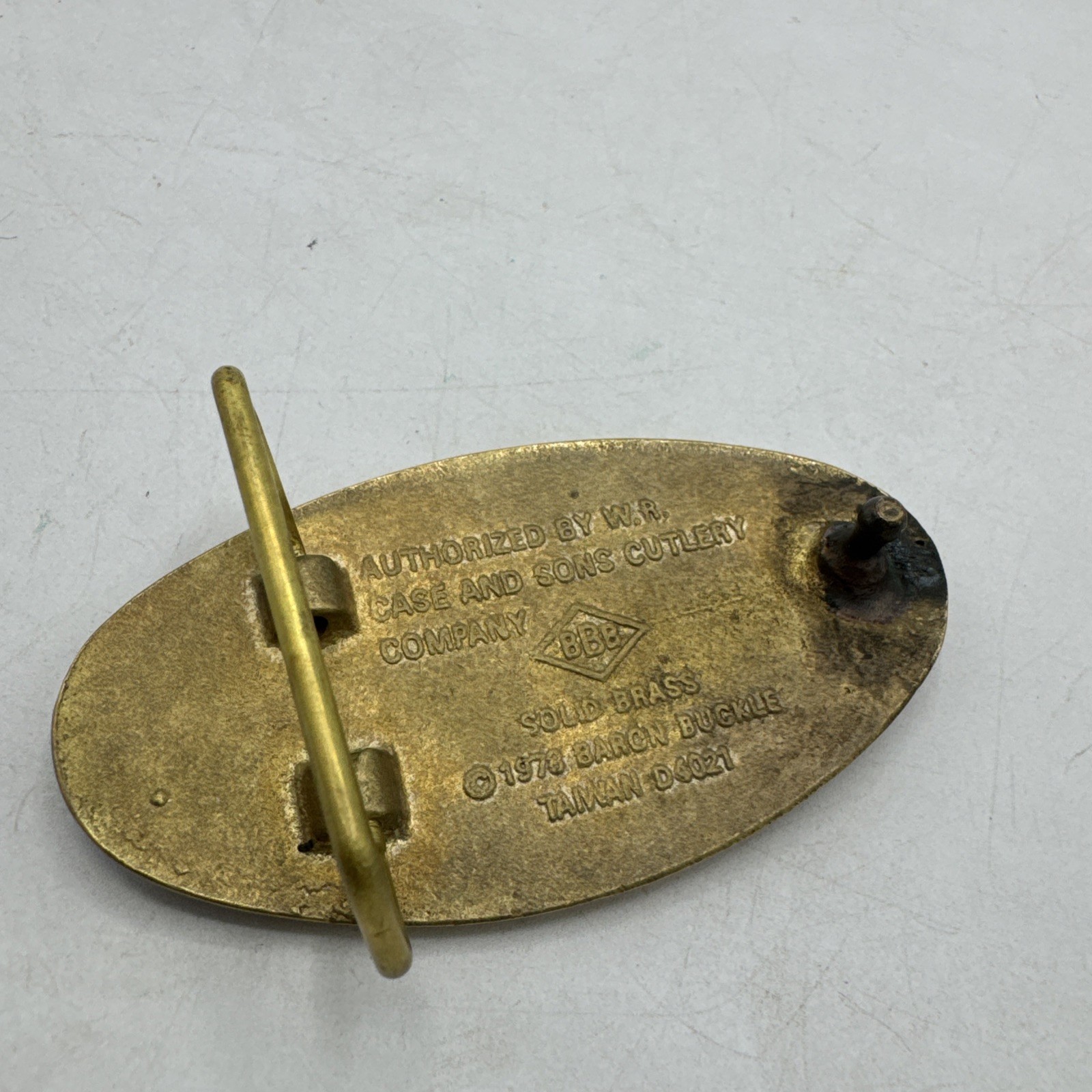 Vintage Case XX Brass Belt Buckle Baron Pocket Knife Oval