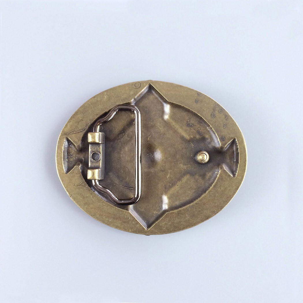 Vintage Bronze Plated Cross Celtic Knot Southwest Enamel Oval Belt Buckle
