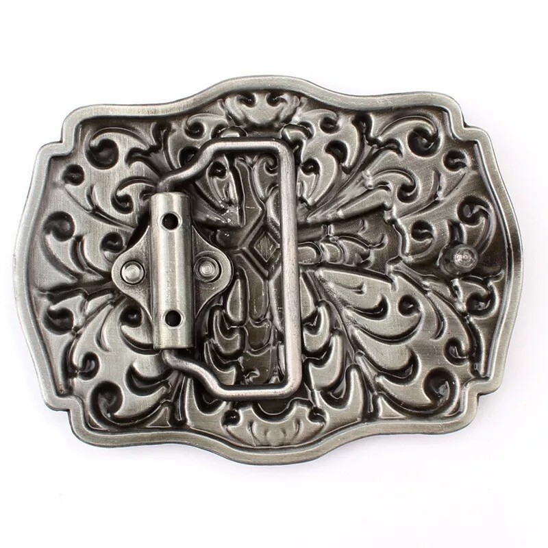 Cross and Flower Karaqusa Belt Buckle Western Cowboy Motorcyclist (CR-01-S)