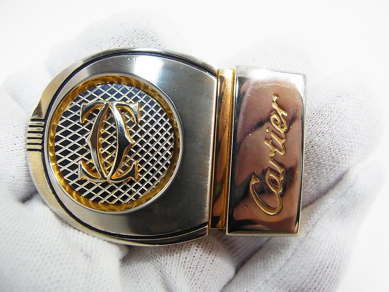 Vintage Cartier 2C & Gucci GG Men&rsquo;s Unisex Clothing Belt Buckle 2pcs set