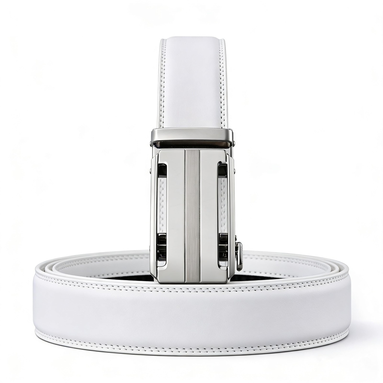 KUULIMEE White Belt Men, Ratchet Dress 30&Prime;-36&Prime; Waist Adjustable, White-04