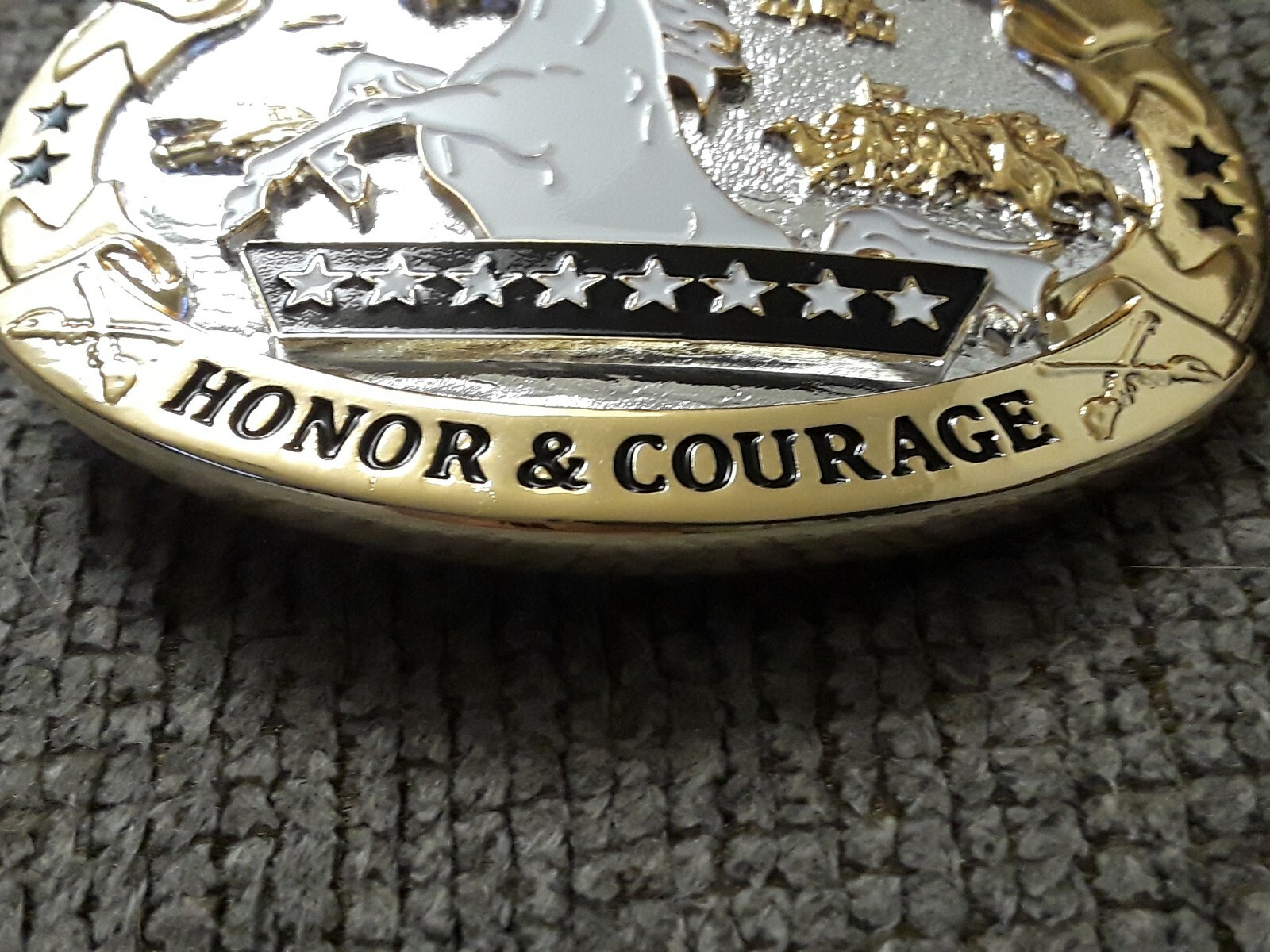 8th Cavalry Honor and Courage Army Solid Brass Belt Buckle (Oval)