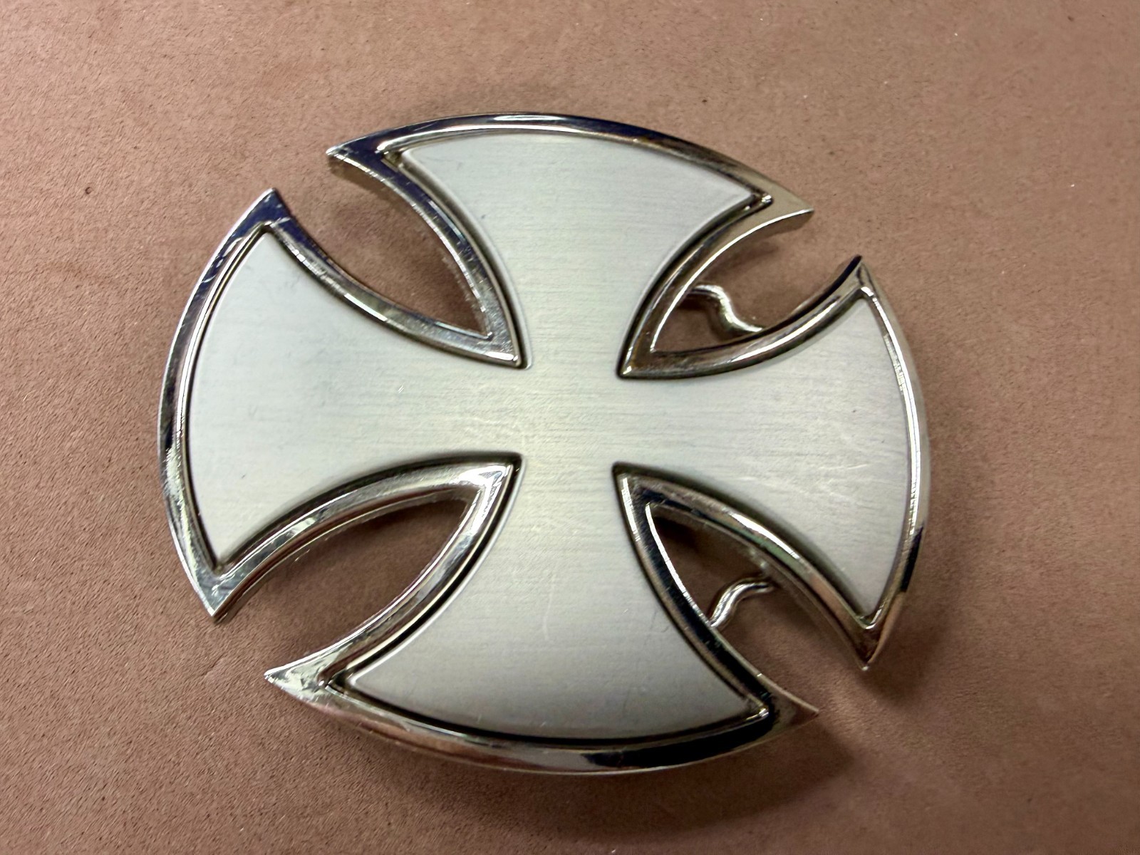 Maltese Celtic Iron Cross Gothic Punk Biker Vibe Cutout Silver Tone Belt Buckle