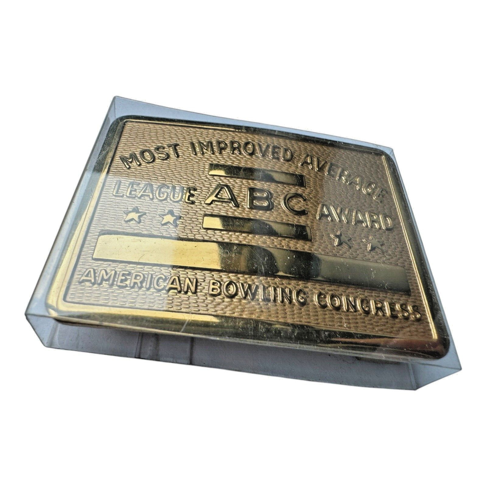 Vintage American Bowling Congress Most Improved Average Award Belt Buckle