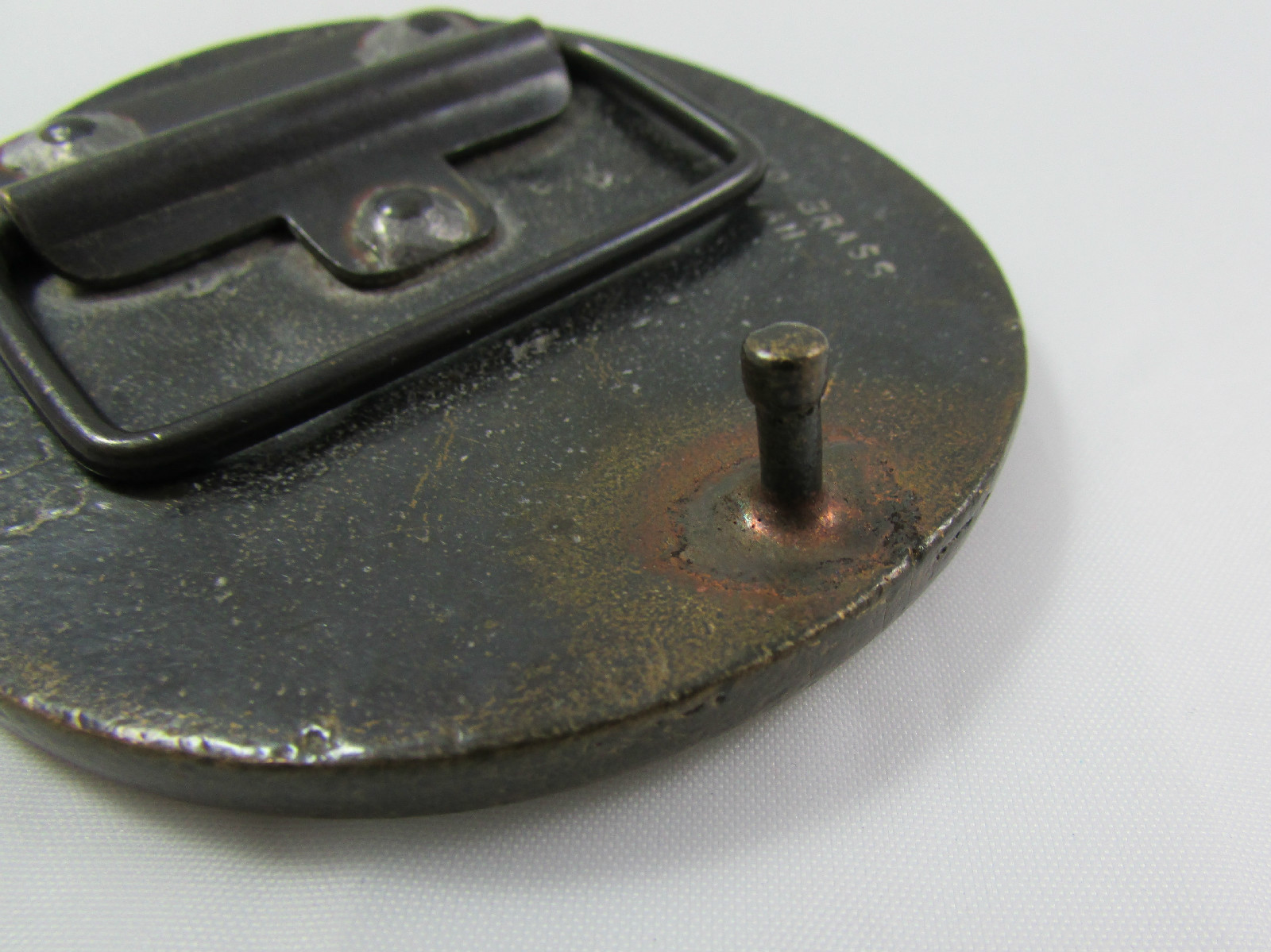 Vintage Solid Brass American Half Dolar Liberty Bell Patriotic Belt Buckle #873