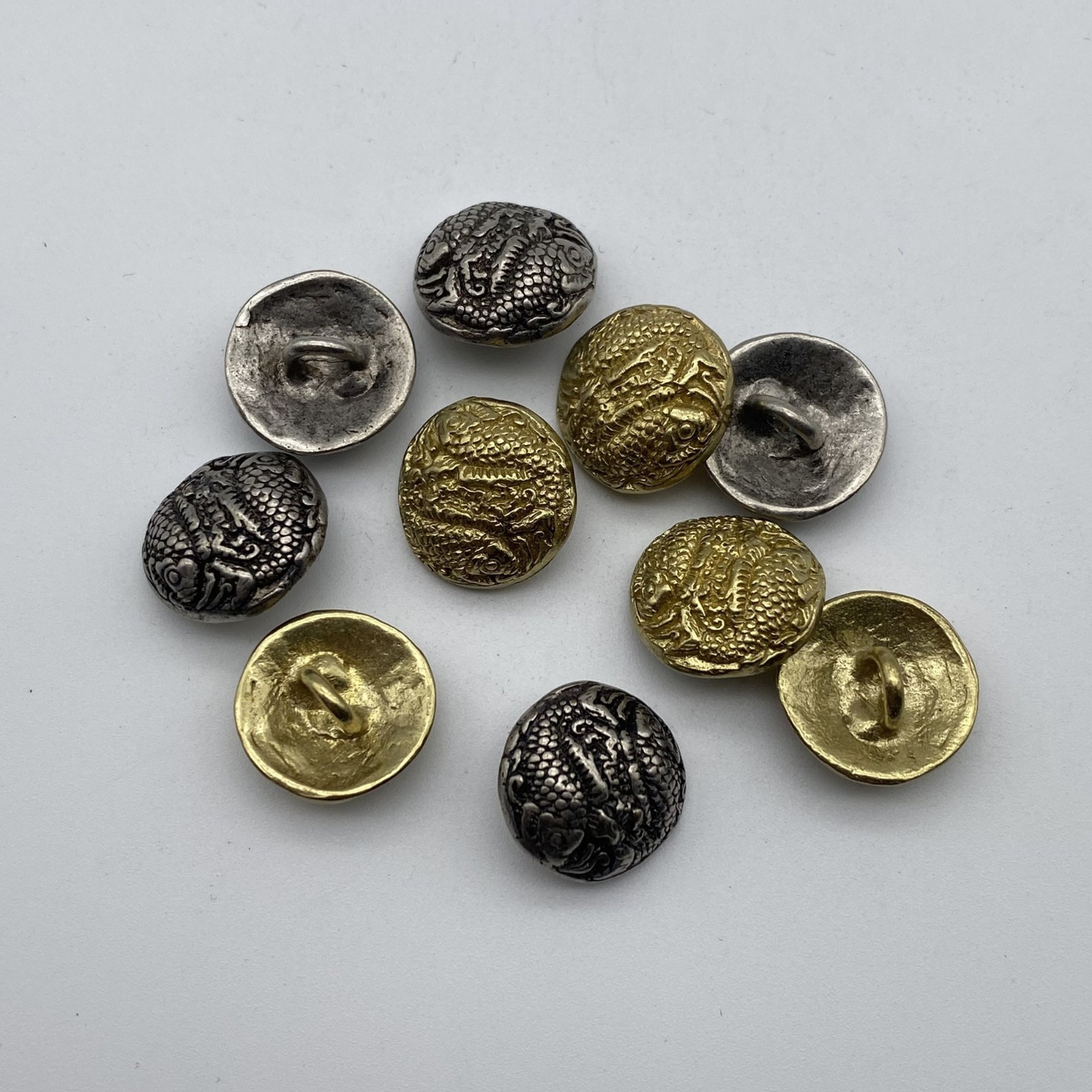 Vintage Shank Button Round Brass Sewing Button,Old Silver Buttons lot