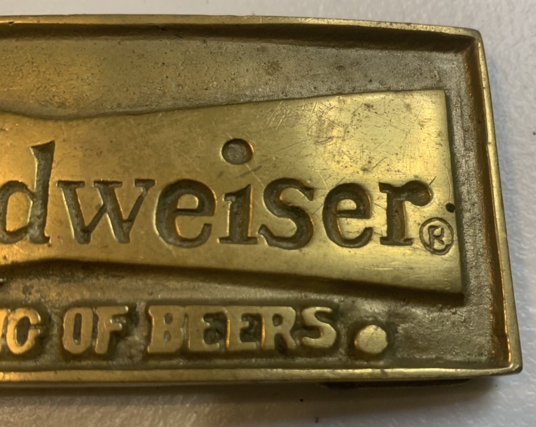 Vintage Solid Brass Budweiser belt buckle Los Angeles 683 free shipping USA