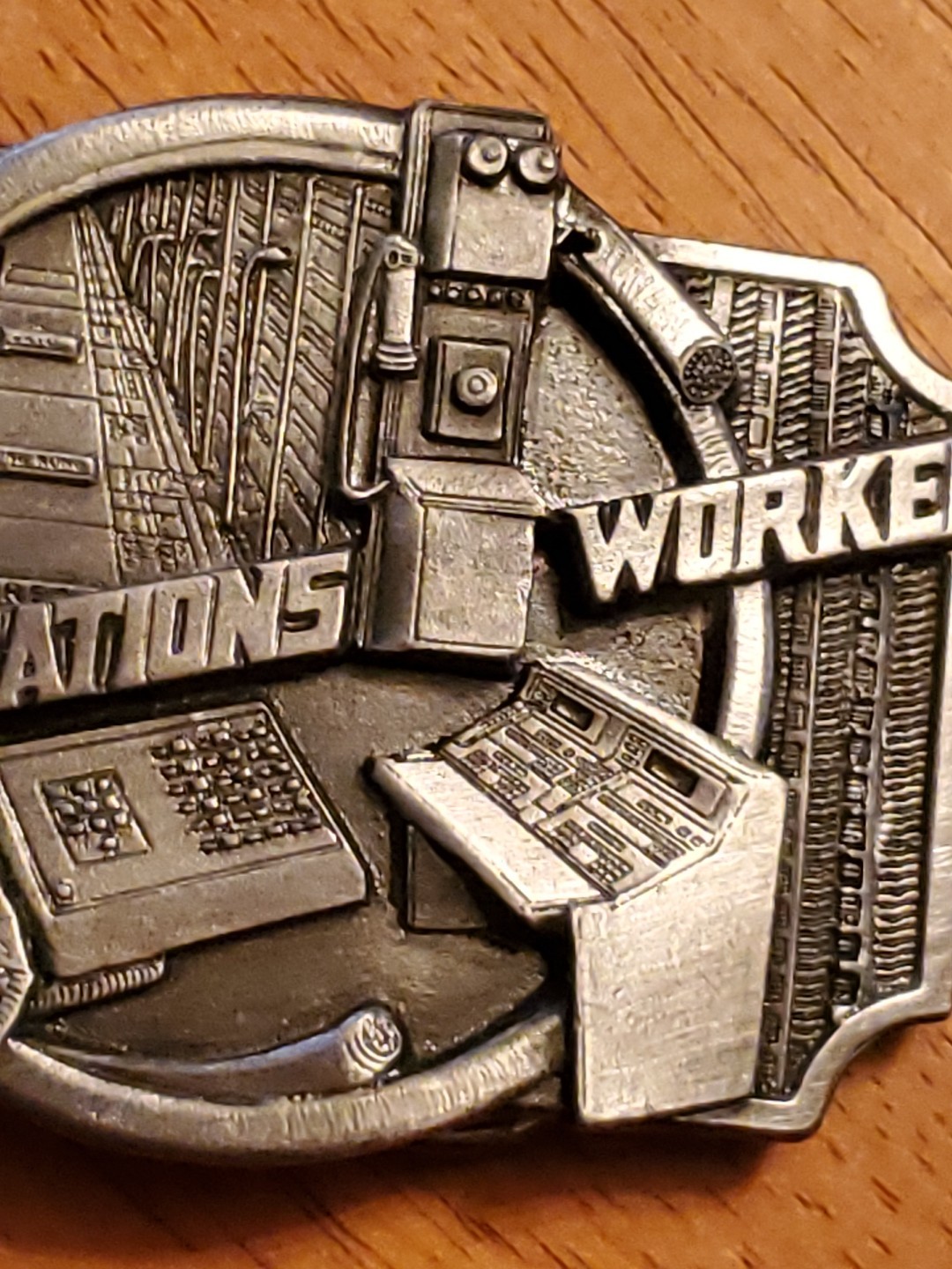 1990 Communications Worker Belt Buckle Occupational Lineman Siskiyou Pewter