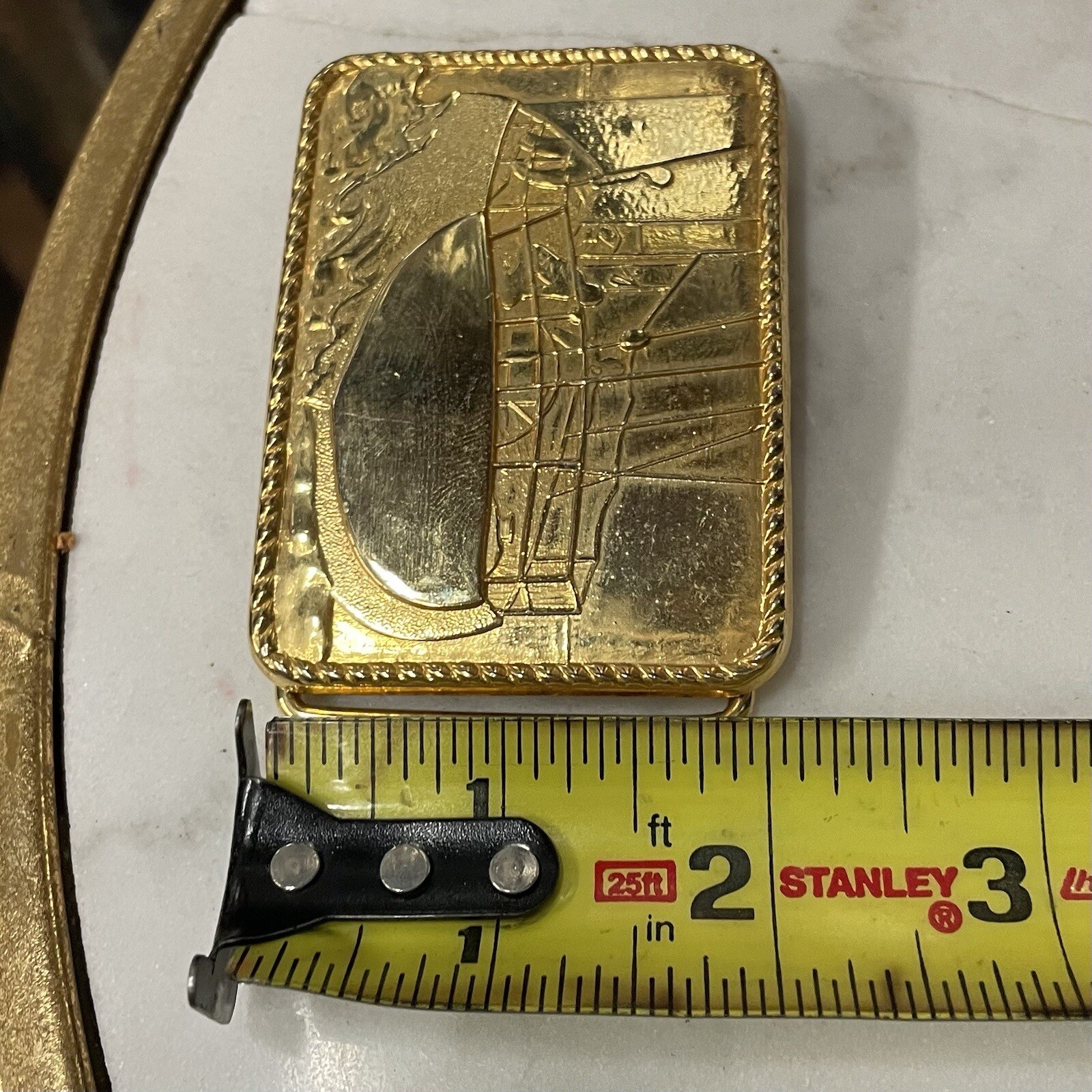 Vintage 70&rsquo;s ~ SAILING / NAUTICAL ~ Antique Brass USA Handcrafted Belt Buckle ~