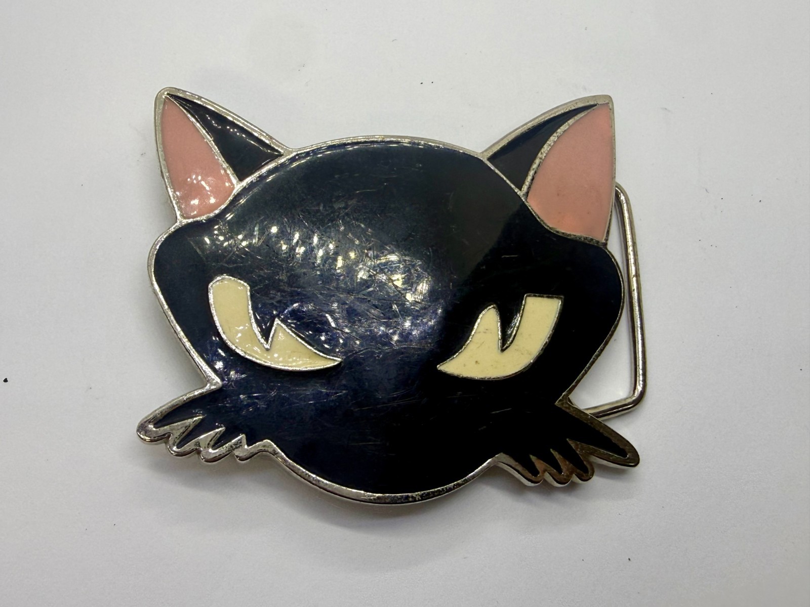 Black Kitty Cat Cartoon Anime Novelty Gift Enamel Belt Buckle