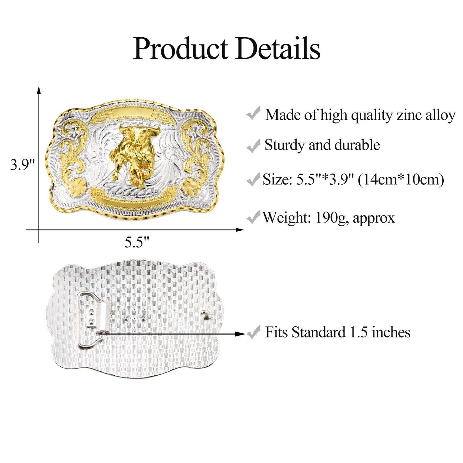 Large Golden Horse Bull Cowboy Belt Buckle for Men – Texas American Flag Accesso