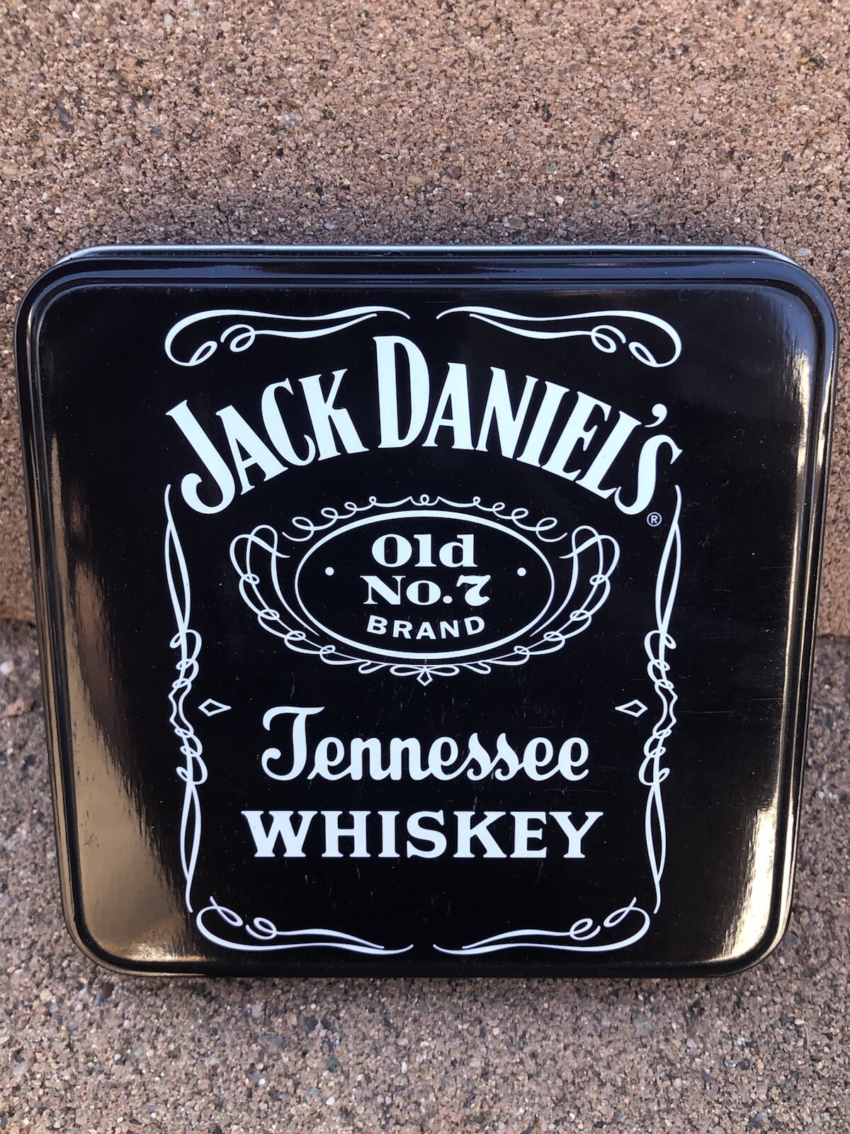 Jack Daniels Old No. 7 Silver Pewter Tone Rectangle Belt Buckle with Case