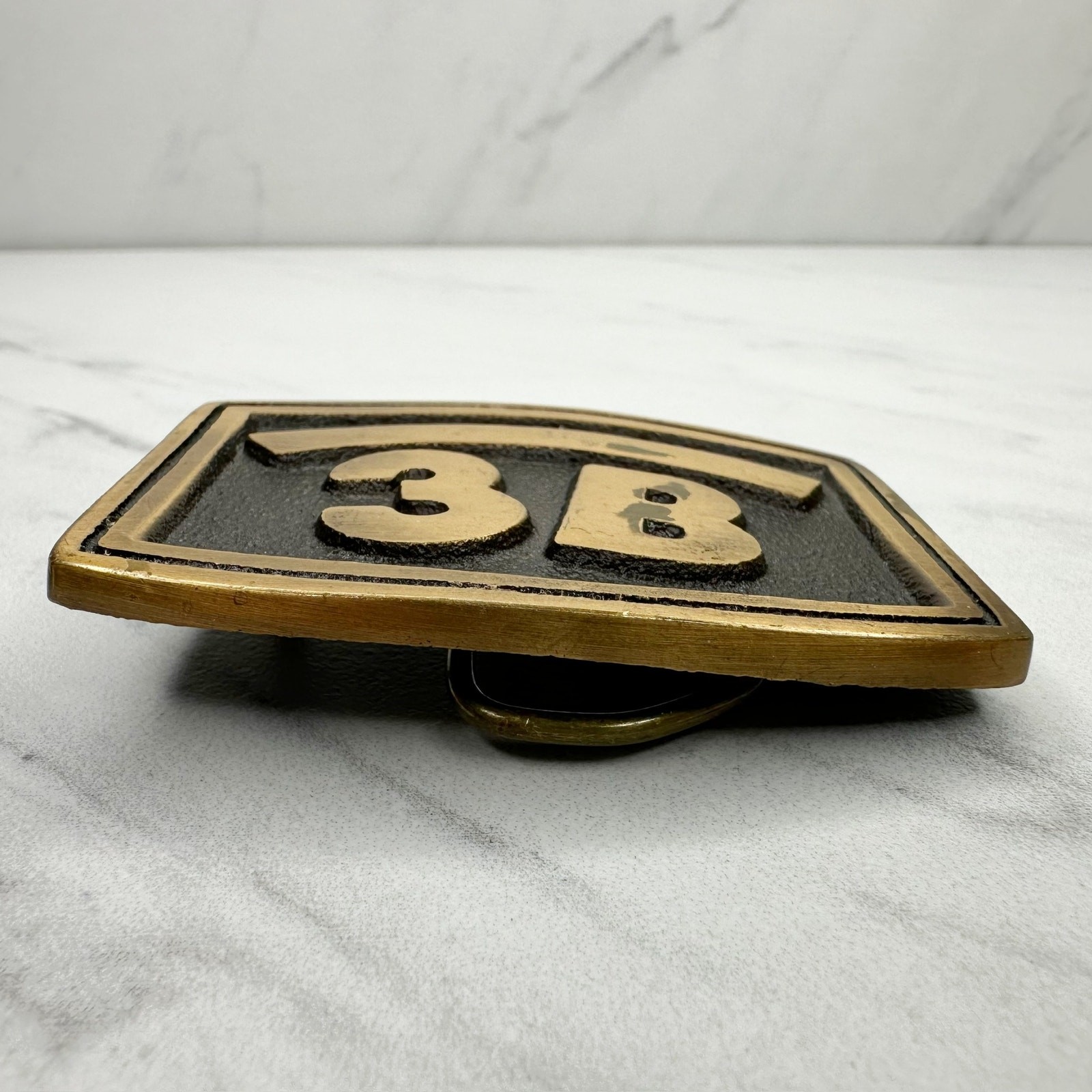 Vintage Spec Cast 3B Belt Buckle Brass Tone Metal