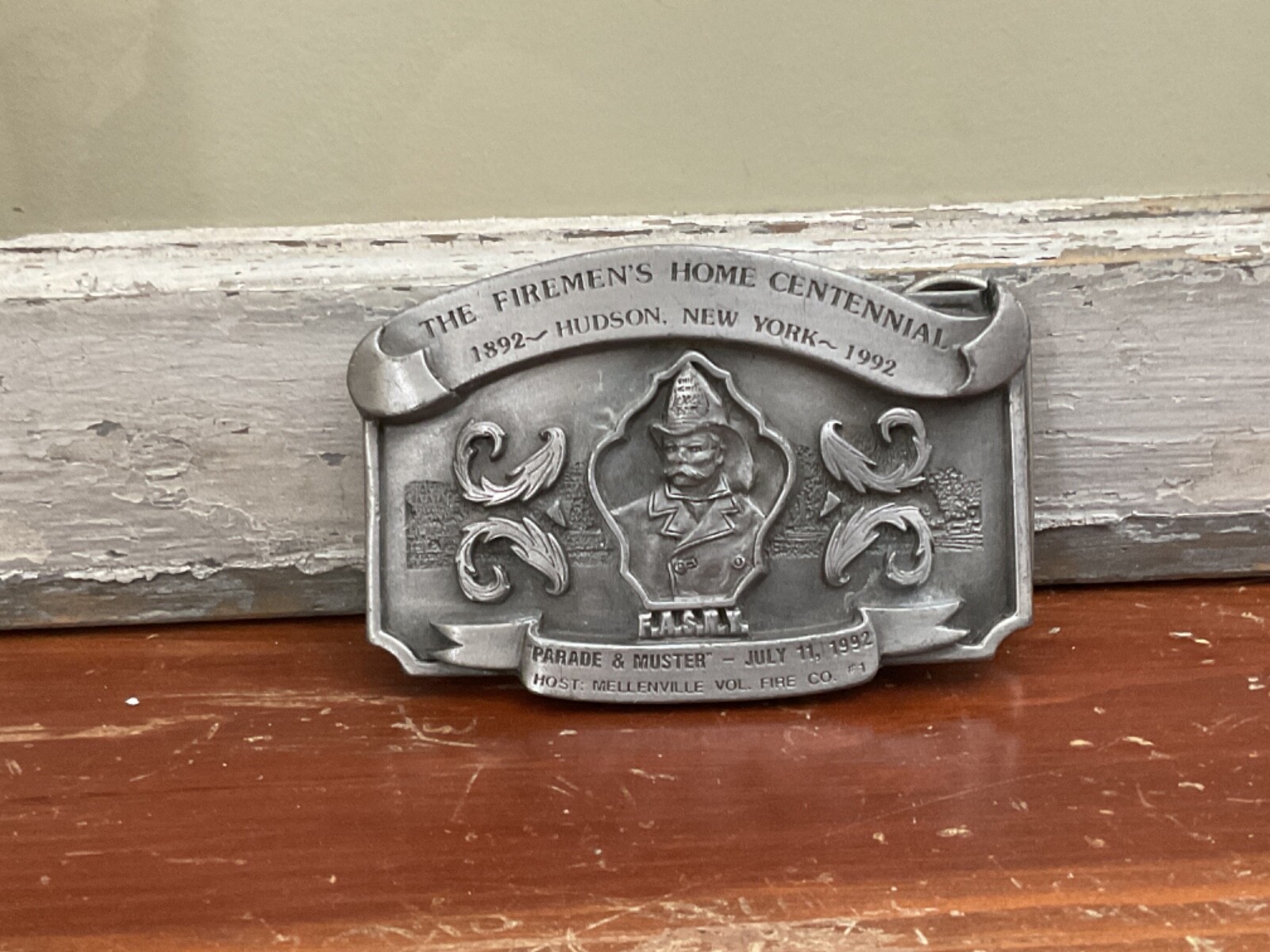 The Fireman&rsquo;s Home Centennial F.A.S.N.Y. Hudson NY Belt Buckle Fire Department