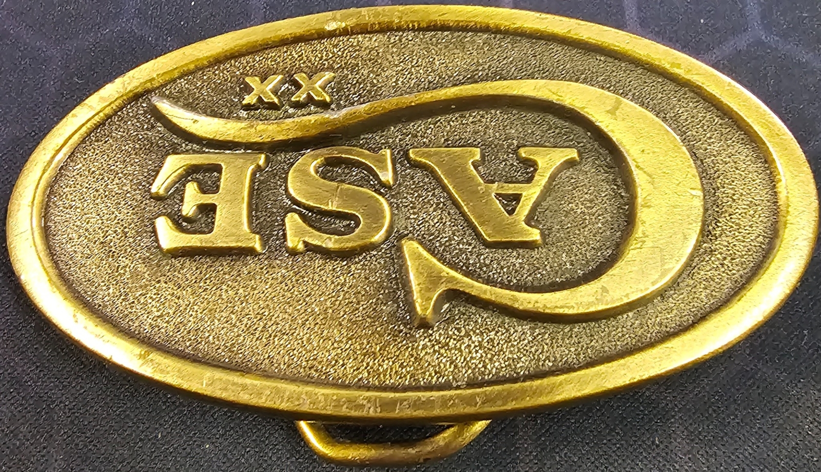 Embossed Oval Zinc Alloy Brass CASE XX Logo Belt Buckle W.R. Case and Sons