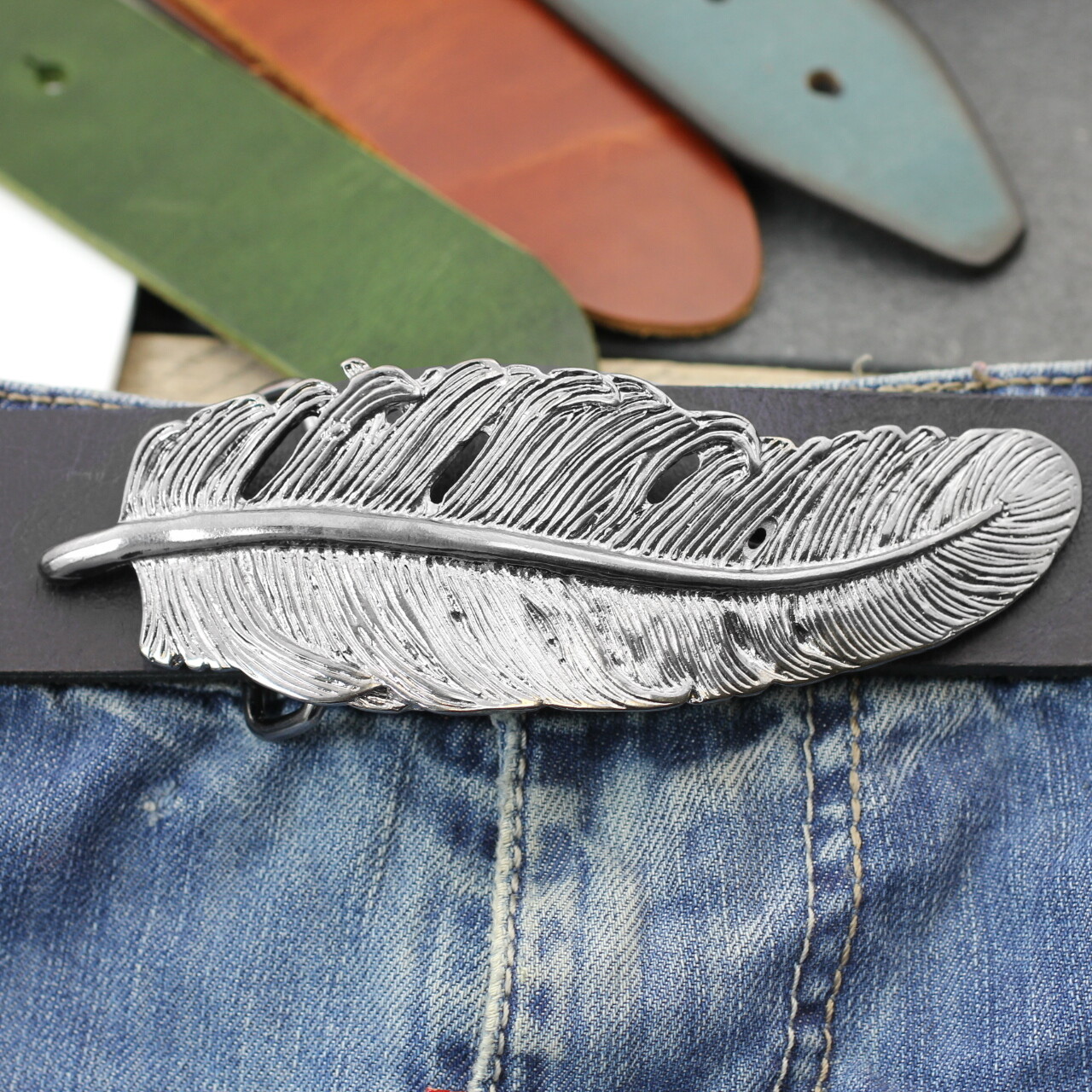 Belt buckle spring, belt buckle for 4 cm leather leather belt, removable buckle