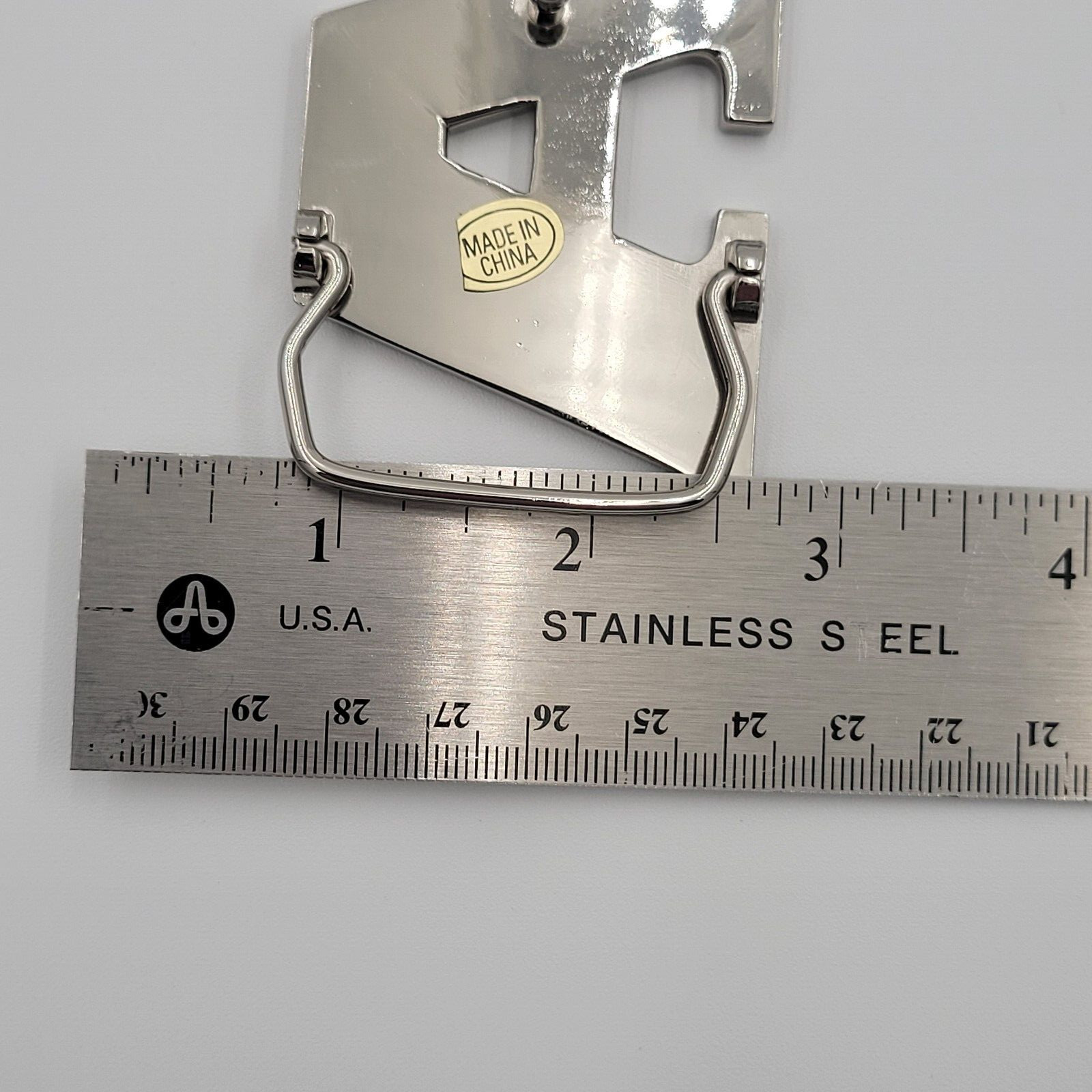 A Initial Brushed Chrome Belt Buckle 3&Prime; x 2&Prime; Up To 1 1/4&Prime; Belt
