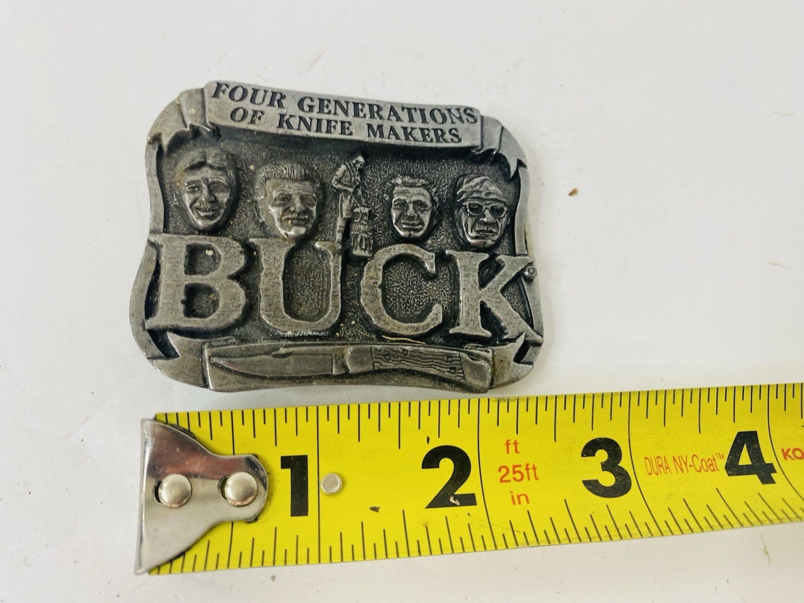 Buck Knives Metal Belt Buckle, Four Generations of Knife Makers