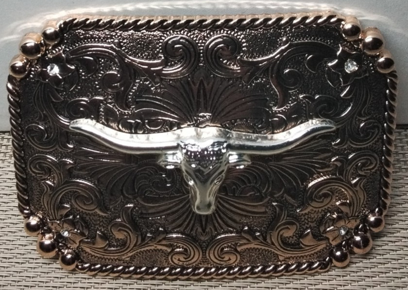 Long Horn Bull Western Cowboy Belt Buckle Hebilla Vaquera Con Toro