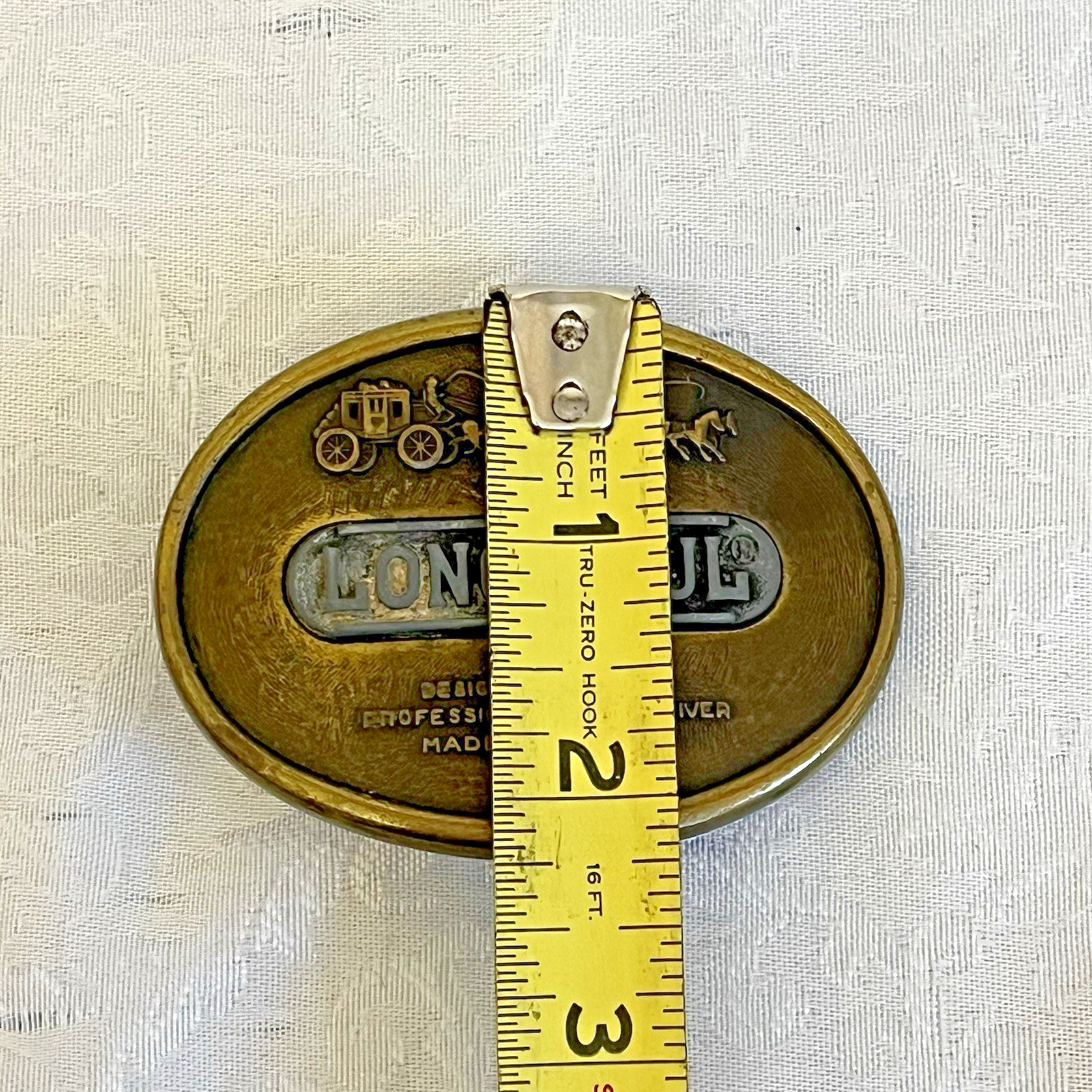 Vintage Long Haul Belt Buckle Bronze Tone Truck Driver USA Stagecoach Western
