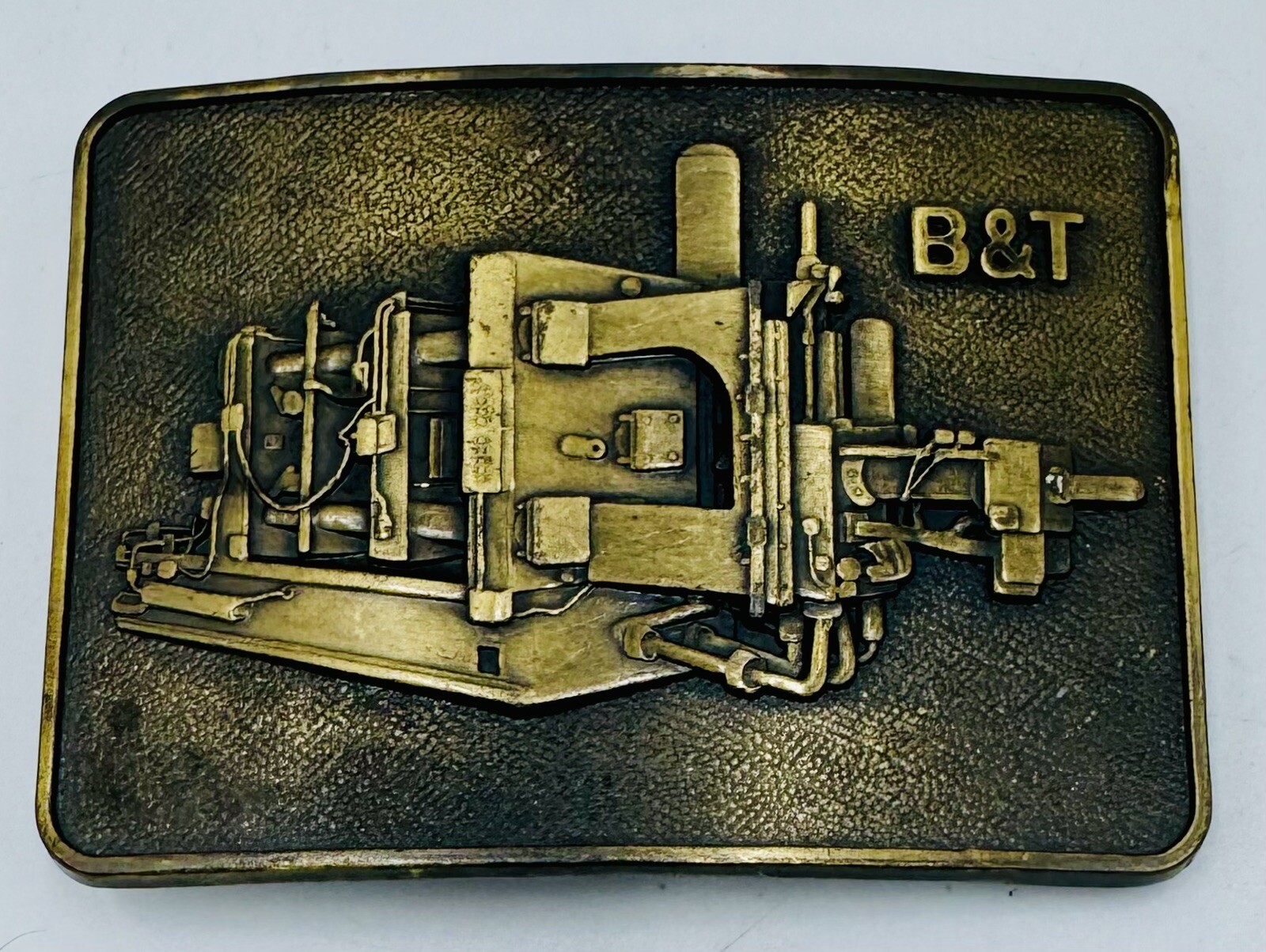 Vtg B&T Rectangular Belt Buckle Brass Stamp Cold Chamber Die Casting Machine
