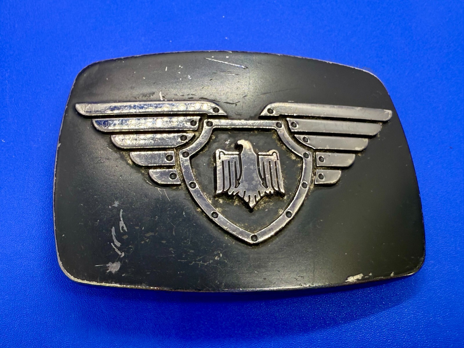 Thunderbird Shield Wings Crest Logo Enameled Belt Buckle Chrome Brand #6172
