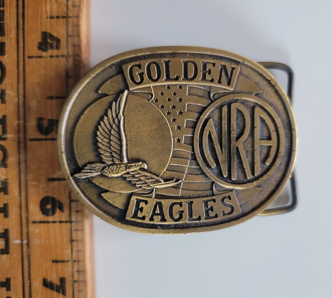 National Rifle Association Golden Eagles Belt Buckle Brass Shooting Hunting NRA