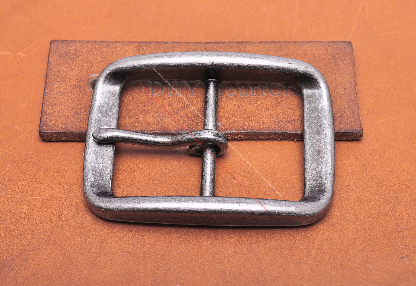 38mm Men Silver Tone Classic DIY Leathercraft Center Bar Prong Pin Belt Buckle