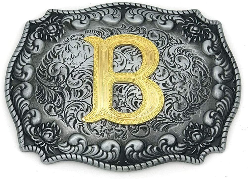 Initial Letters ABCDJST to Z Cowboy Rodeo Large Gold Silver Unisex Belt Buckles
