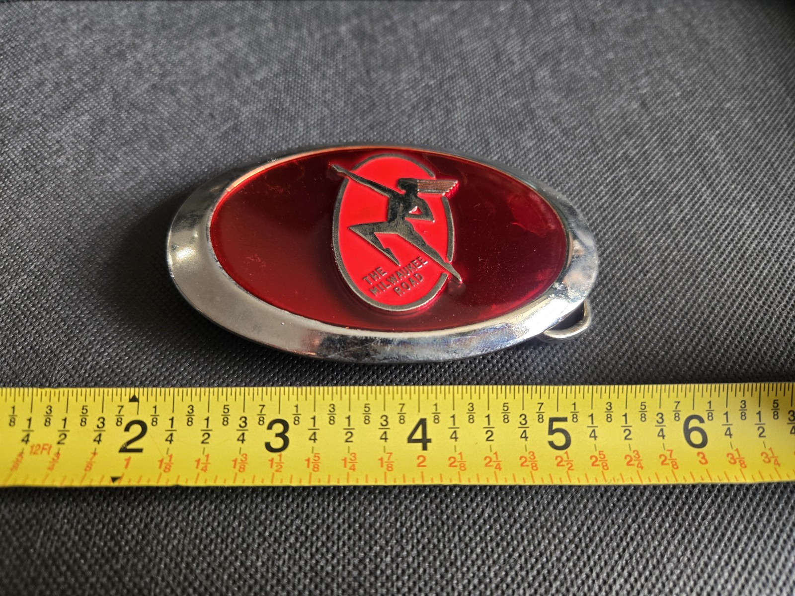 Milwaukee Road Red Railroad Metal Belt Buckle