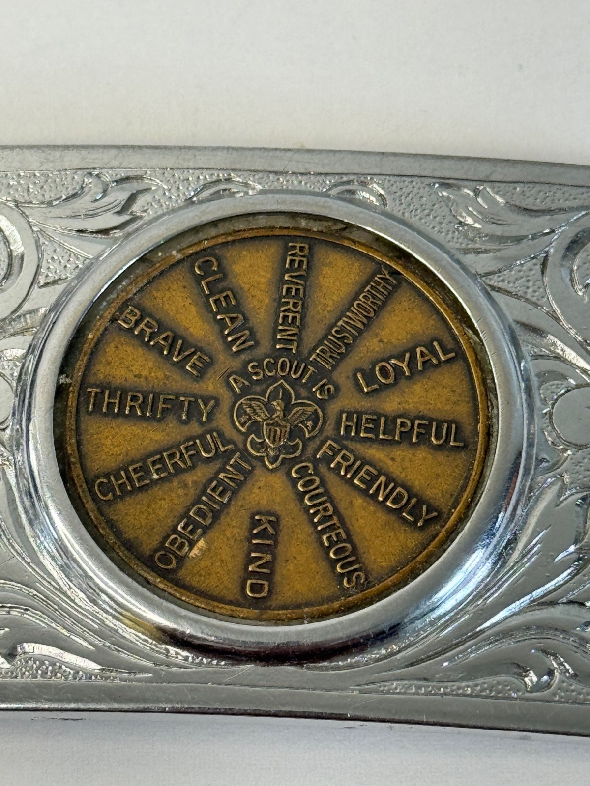 Vintage Boy Scouts Belt buckle-12 points of the Scouts Law-belt Buckle/used.