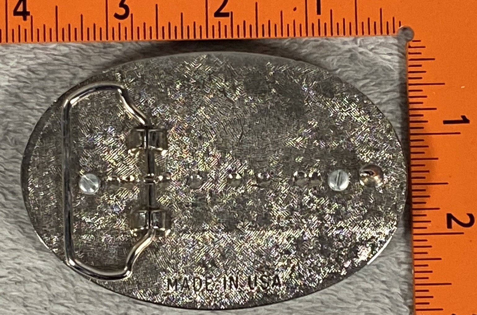 Buffalo Belt Buckle Silver & Black Oval 4&Prime; x 2-1/2 Made In USA