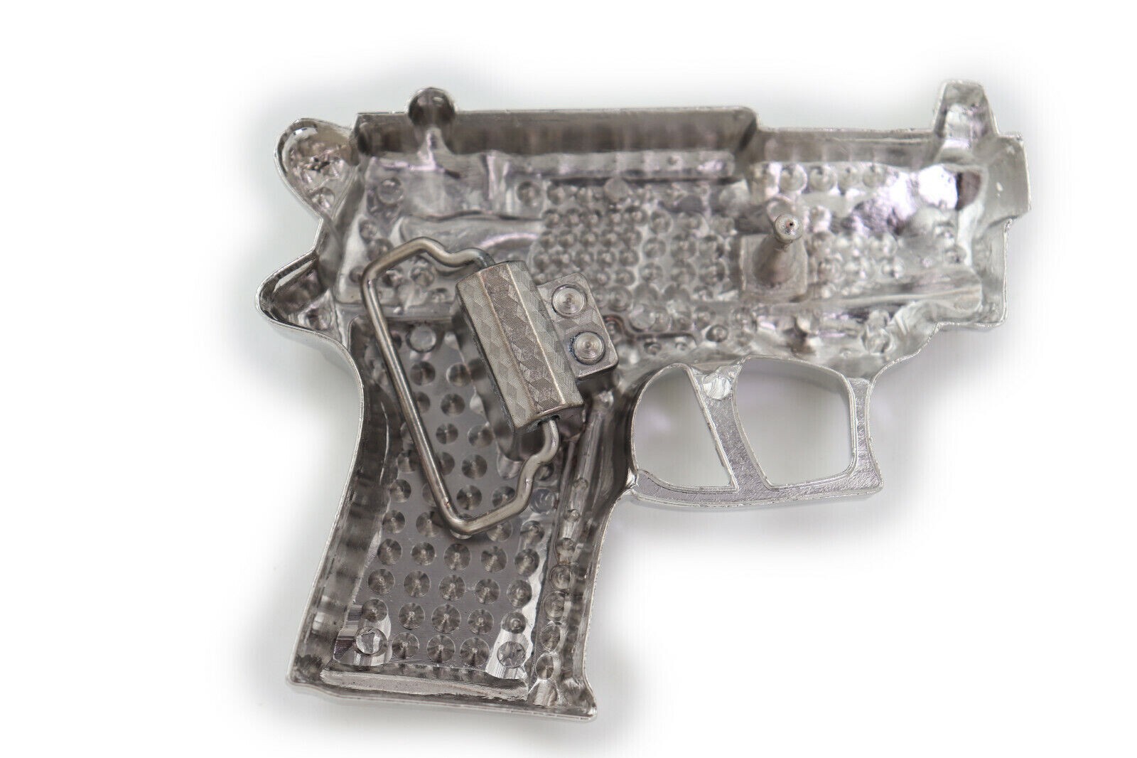 Gun Belt Buckle Silver Metal Rhinestones New Men Iced Real Cowboy Style Rodeo